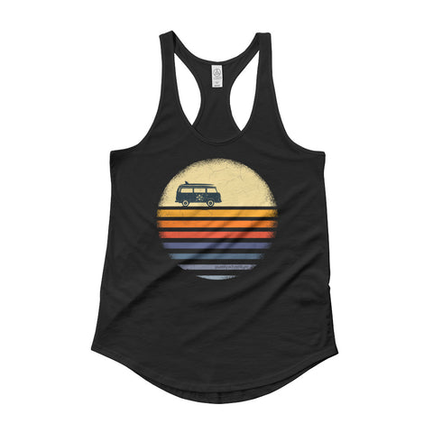 Gradient Sunset Surf Van - Ladies' Shirttail Tank