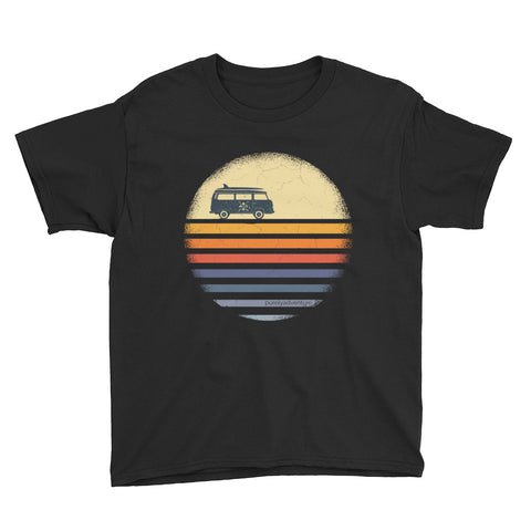 Gradient Sunset Surf Van - Youth Short Sleeve T-Shirt